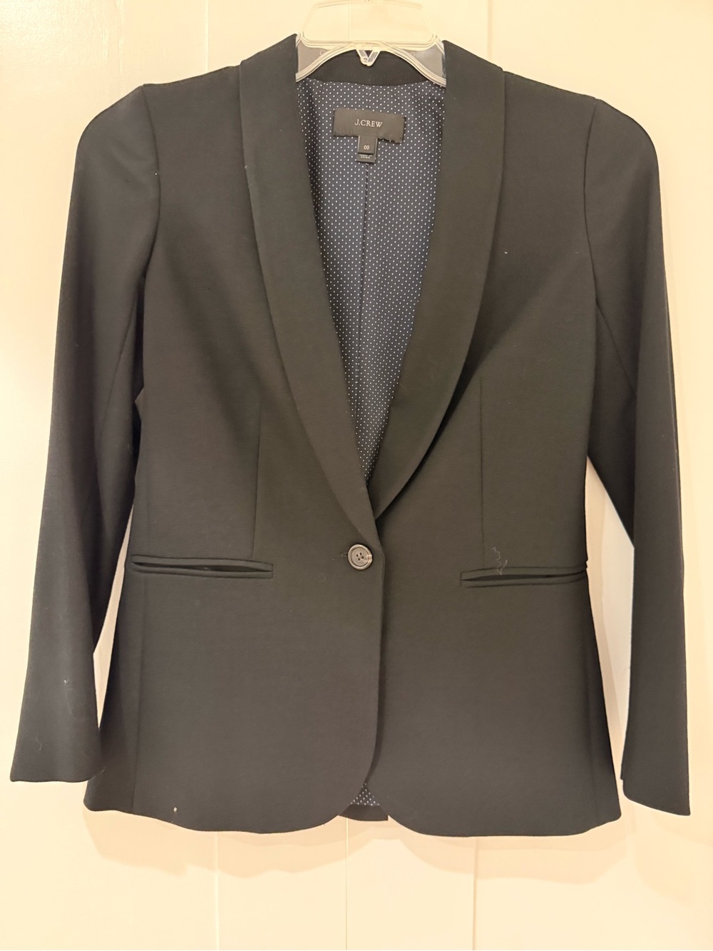J. Crew Black Single-Button Shawl Collar Blazer - Classic Tailored Fit